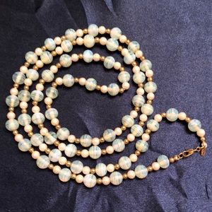 Monet vintage 36” green/white necklace, rare
